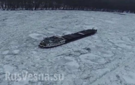 На Дунае замерз корабль с экипажем на борту (ФОТО, ВИДЕО)